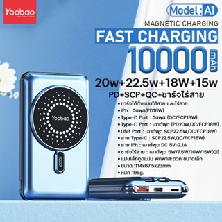 Yoobao แบตสำรอง รุ่น A10 แม่เหล็กยึดติด รองรับระบบชาร์จเร็ว PD20W ชาร์จไร้สาย แม่เหล็กดูด Built-in Cable แบตสำรองไร้สาย