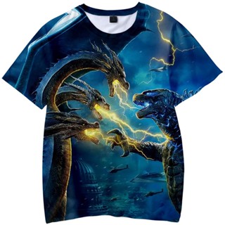 เสื้อยืดแขนสั้นลําลอง พิมพ์ลาย Godzilla King of Monsters 3 มิติ สําหรับเด็ก