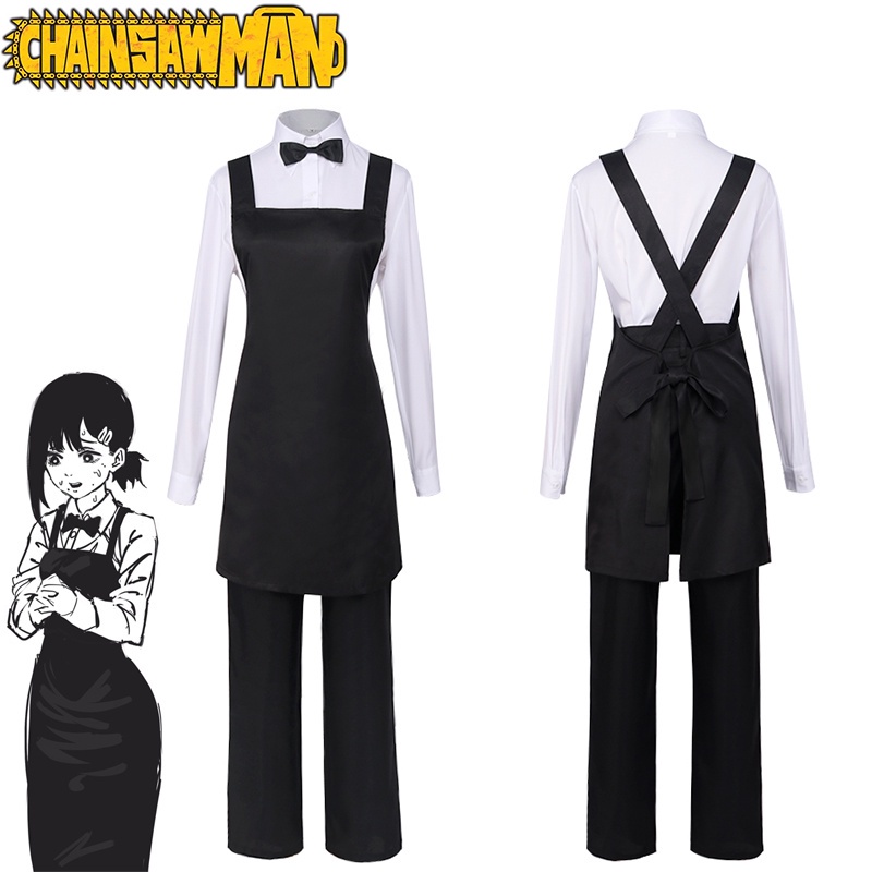 Anime Chainsaw Man Costume Higashiyama Kobeni Cosplay Black Waiter