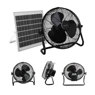 INOVA พัดลมโซล่าเซลล์ตั้งพื้น 12 นิ้ว 15W พร้อมแผง รุ่น HS-118 สีดำ