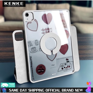 เคสไอแพด KENKE 720° แม่เหล็กดูดอัจฉริยะป้องกันการดัดงอ HD เคสอะคริลิกใสหมุนได้ เคสอัจฉริยะแบบถอดได้สำหรับไอแพด 2022 M2 Pro 11 นิ้ว 2020 Air5 Air 4 iPad 7th 8th 9th 2021 mini 6 iPad Case เคสแยกแม่เหล็กจัดส่งฟรี สติกเกอร์ DIY ฟรี