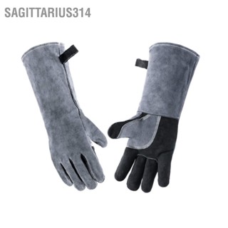 Sagittarius314  Sagittarius314 1 คู่ Forge ถุงมือเชื่อมหนังวัวทนอุณหภูมิสูงถุงมือบาร์บีคิวถุงมือทำอาหารสำหรับการอบไมโครเวฟ