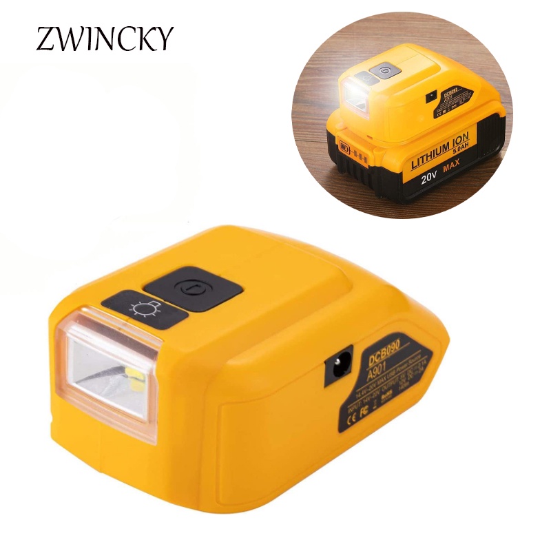 ZWINCKY อัพเกรดเปลี่ยน DCB090 แหล่งพลังงานสําหรับ Dewalt 20 V Max 18 V แบตเตอรี่อะแดปเตอร์ Dual USB DC 12 V LED ทํางานพร้อม Type-C