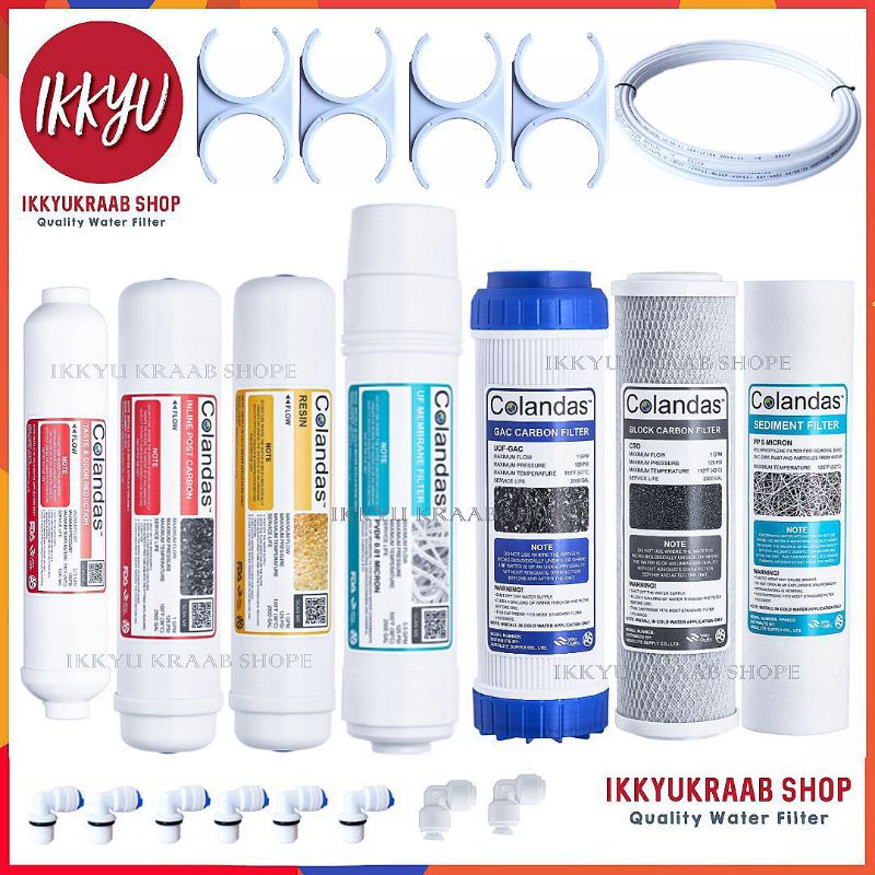 ชุดไส้กรอง Colandas uf resin  7 ขั้นตอน  ก้ามปู สาย ข้องอ(post resin)
