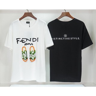 Fend เสื้อยืดแขนสั้น ผ้าฝ้าย พิมพ์ลาย แฟชั่นสําหรับผู้ชาย และผู้หญิง