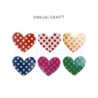 จี้หัวใจลายจุด Polka dot heart pendants 31mm