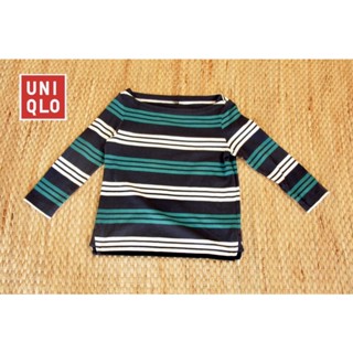 UNIQLO x cotton ป้าย M แขนยาว พื้นกรมเข้ม  อก 34 ยาว 21 ไม่ตำหนิ • Code : 793(12)