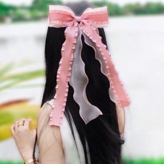 โบว์ติดผม ริบบิ้นขอบระบายมีทั้งหมด3สีพร้อมส่งทุกสีงานสั่งทำประมาณ20นาที