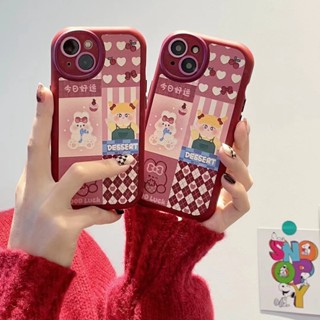 ✨ส่งเชือกเส้นเล็ก✨เคสไอโฟน 14 Pro Max 13 12 11 เคส for iPhone 14พลัส น่ารัก การ์ตูน สีแดง พกง่ายๆ การป้องกันการตก Case