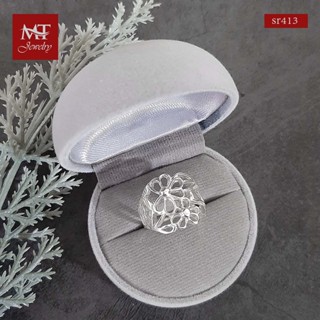 MT แหวนเงินแท้ ลายดอกไม้ ไซส์: 55, 57 Solid 925 Sterling Silver Ring (sr413) MT Jewelry มณีธารา