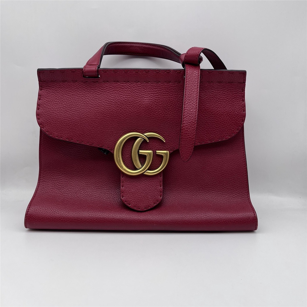 GUCCI Gucci Marmont กระเป๋าสะพายหนังสีแดง