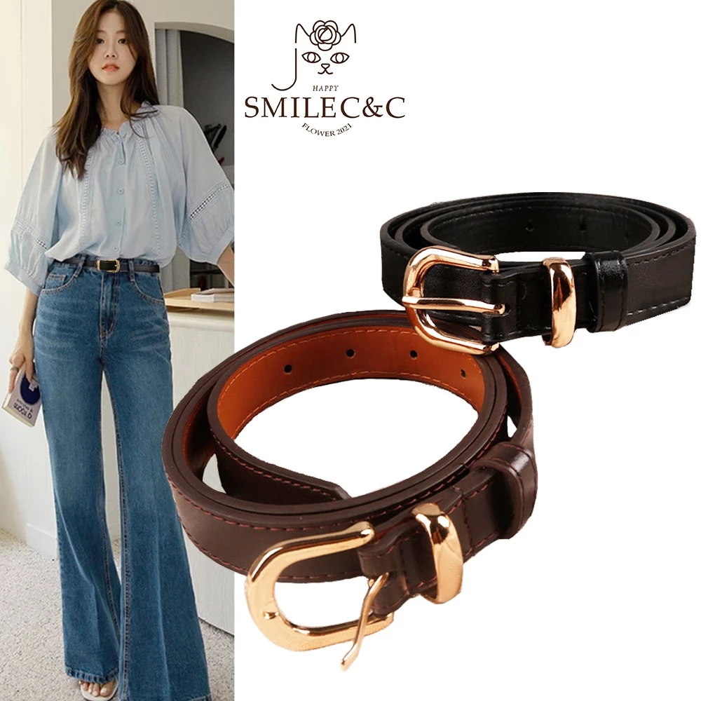 SmileFairyCC【COD & พร้อมส่ง】เข็มขัดหนัง หัวเข็มขัดโลหะ ทรงสี่เหลี่ยม คุณภาพสูง สไตล์วินเทจ แฟชั่นเกาหลี สําหรับกางเกงยีน