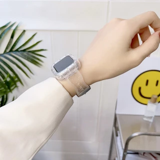 สายนาฬิกาซิลิโคนสำหรับ iWatch 11/10/9/8/se/7/5/4/3/2/1 สายนาฬิกาใส 46mm 45mm.38mm.42mm.41mm.40mm.44mm