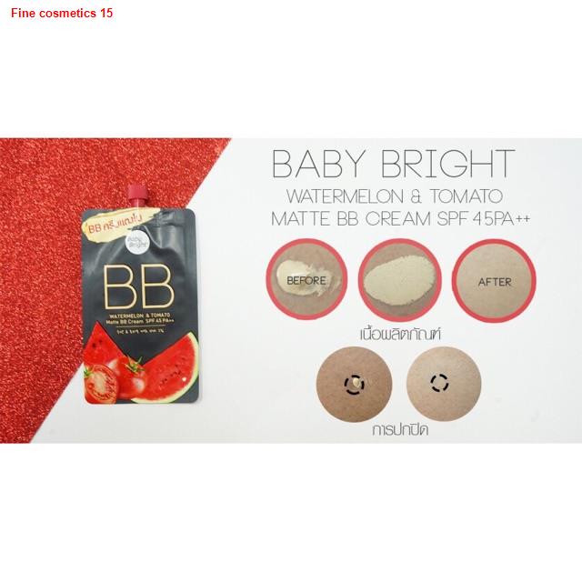 ส้นสูง✅✅✅บีบีครีมแตงโมมะเขือเทศ เบบี้ไบท์  BabyBright Watermelon &amp; Tomato Matte BB Cream SPF45 PA++ 7g.✅ Oybq
