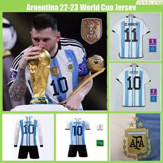 เสื้อกีฬาแขนสั้น ลายทีมชาติฟุตบอล Messi Di Maria Argentina 22-23 ชุดเหย้า สําหรับเด็ก และผู้ใหญ่