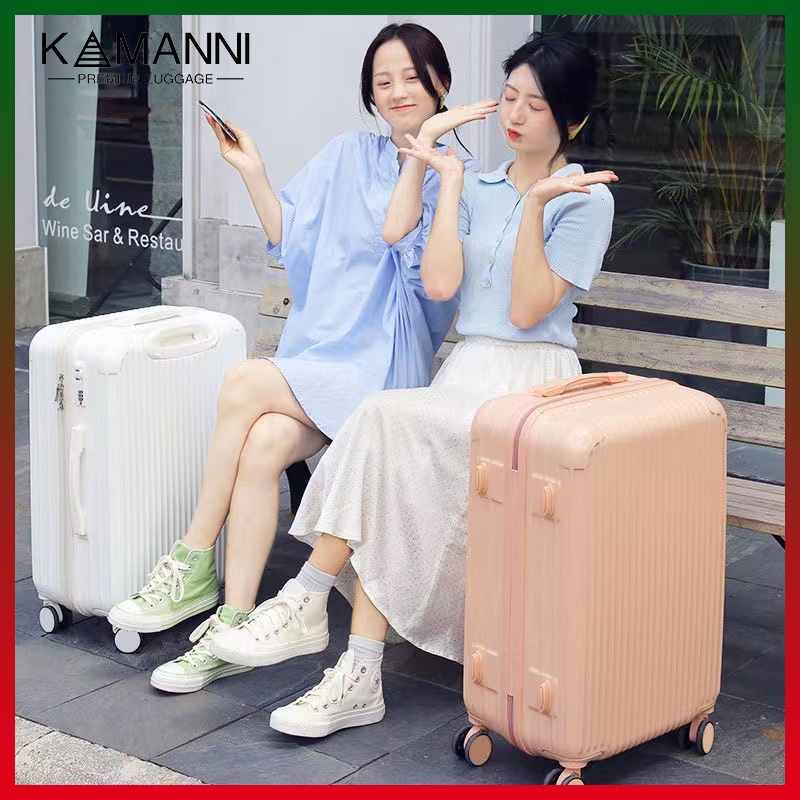 KAMANNI กระเป๋าเดิน 20 นิ้ว/ 24 นิ้ว กระเป๋าเดินทางสีแดงตาข่าย ล้อหมุน กระเป๋าเดินทาง ของขวัญนักเรียน