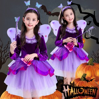 [New product in stock] Halloween childrens costume girl witch flower fairy elf butterfly masquerade ball cosplay performance costume quality assurance V9SL