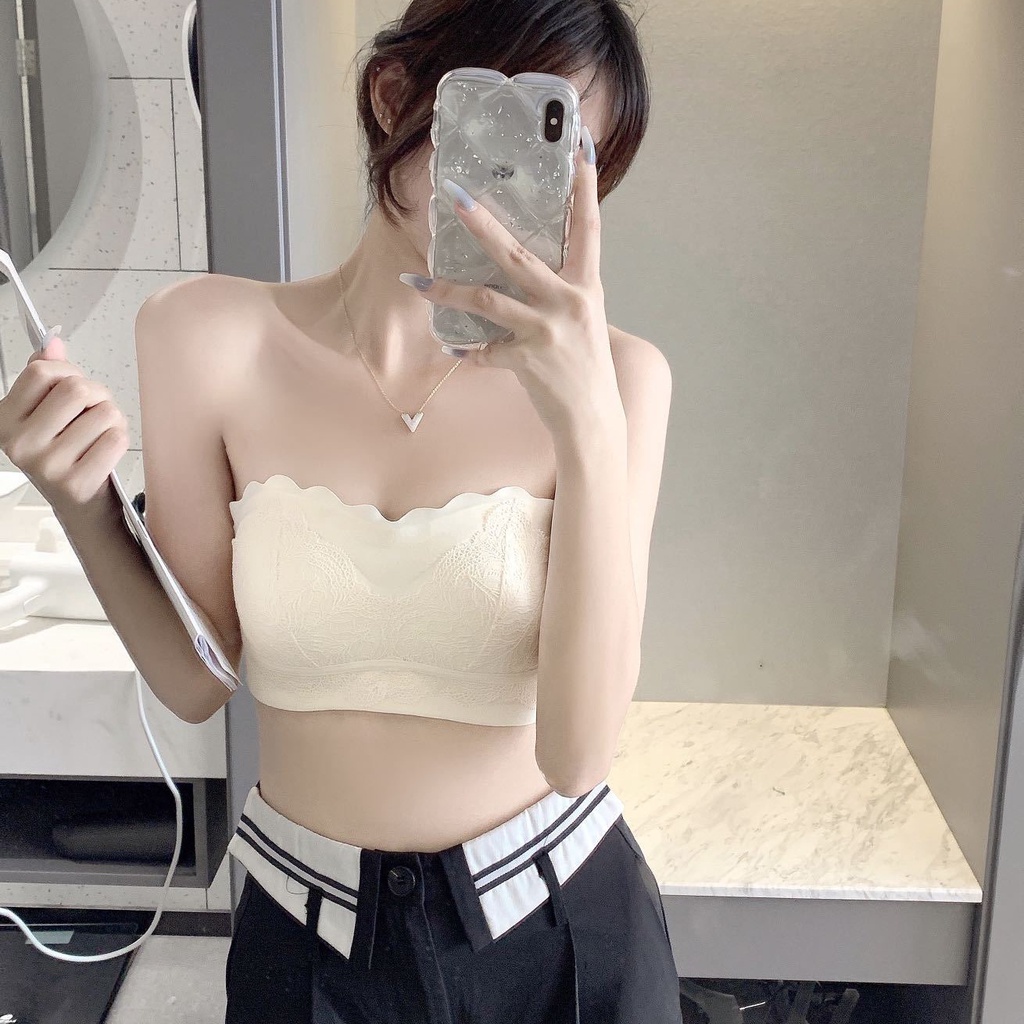 ชุดชั้นใน บรา ชุดชั้นในลูกไม้ เสื้อในดันทรง ไม่มีโครง ถอดสายได้ สบาย ระบายอากาศดี