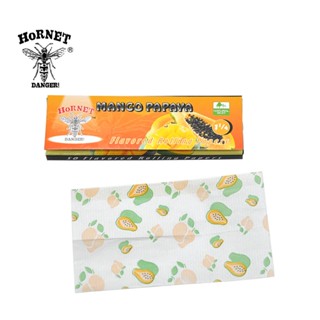 กระดาษโรล Hornet กลิ่นมะม่วง-มะละกอ 78 มม 50 แผ่น/ตลับ 🌿 Hornet Mango Papaya Flavored Rolling Papers 78mm 50 Leaves