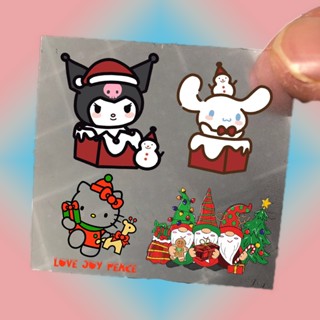 แผ่นสติกเกอร์ ลายการ์ตูน Cinnamoroll Kuromi ทําความร้อน สําหรับตกแต่งเสื้อผ้า DIY