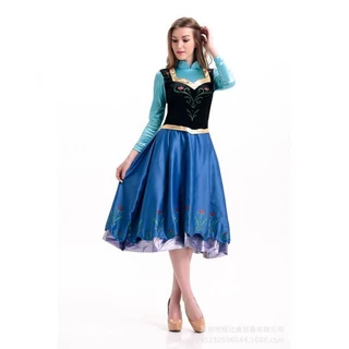 ชุดแม็กซี่เดรสคอสเพลย์ Anna Frozen Christmas พร้อมเสื้อคลุม เหมาะกับปาร์ตี้ฮาโลวีน สําหรับผู้หญิง และผู้ใหญ่