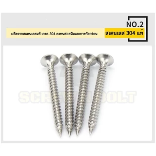 สกรู น็อต ยิงฝา ยึดไม้ผนัง ไดวอลล์ หัวแตร กันสนิม สแตนเลส 304 เกลียวปล่อย #6 (M3.5)