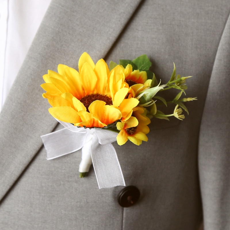 ประดิษฐ์ดอกทานตะวัน Bountaire Corsage Hairpin หัวแหวน Hairpin สําหรับงานแต่งงานครบรอบ Prom
