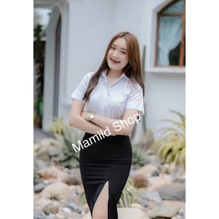 เสื้อนักศึกษาขาวนวล หลังแหลม อก32-56 เนื้อผ้าดีมาก มีครบไซส์
