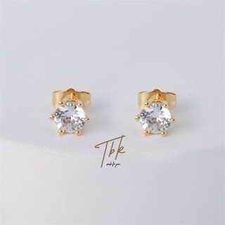 TBK ต่างหูเพชร กลม แฟชั่น เกาหลี ทอง มินิมอล Jewelry earings เครื่องประดับ 18k สําหรับผู้หญิง 623e