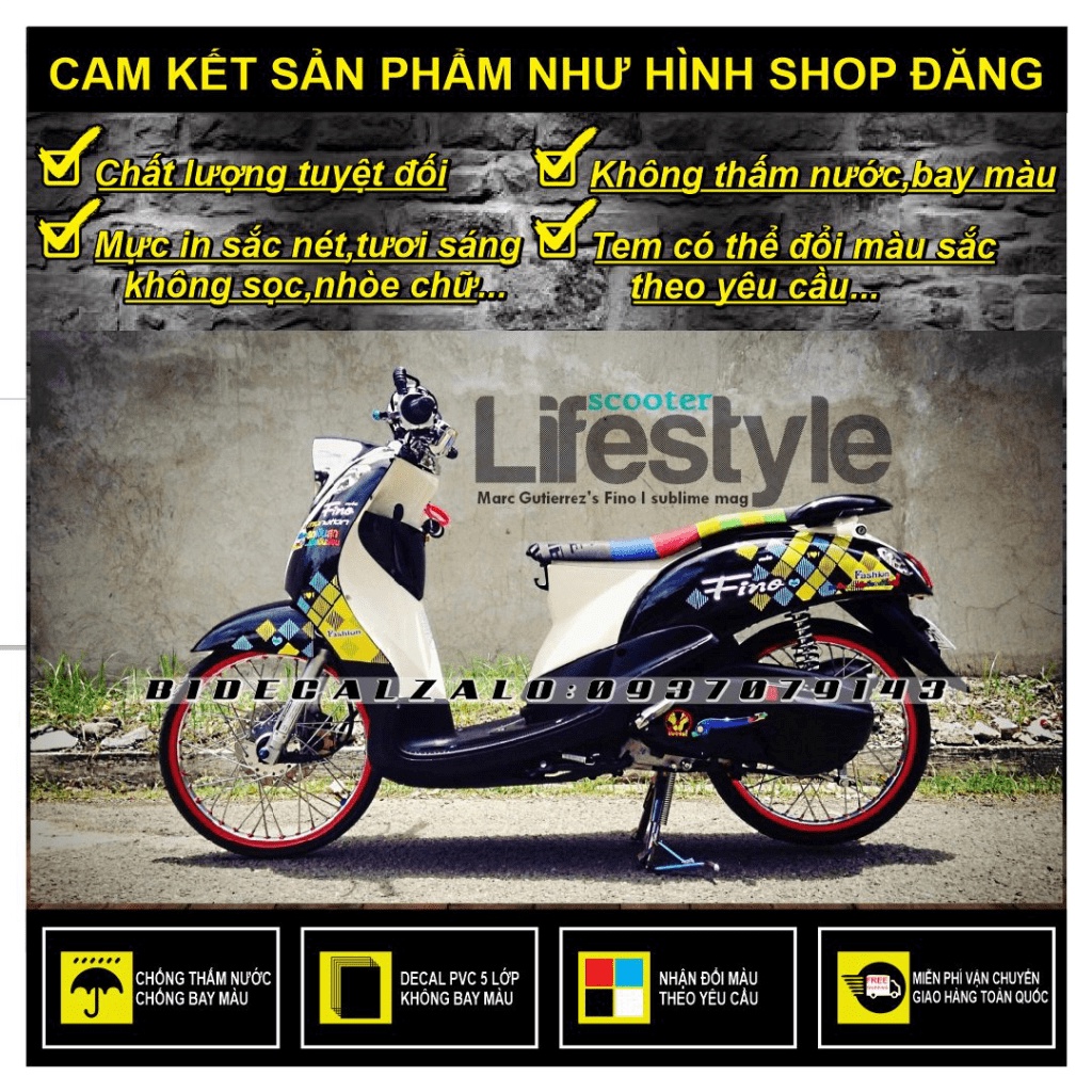 MIO FINO CLASSICO สติ๊กเกอร์ REMOVABLE พร้อมสติ๊กเกอร์ติดรถสีดํา - DECAL