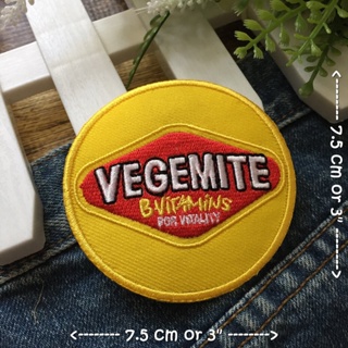 โลโก้ Vegemite ตัวรีดติดเสื้อ อาร์มรีด อาร์มปัก ตกแต่งเสื้อผ้า หมวก กระเป๋า แจ๊คเก็ตยีนส์ Hipster Embroidered Iron on...