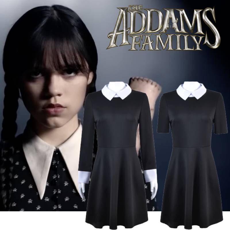ใหม่ ชุดเดรสคอสเพลย์ The Addams Family 2 Gomez Morticia สีดํา สําหรับปาร์ตี้ฮาโลวีน