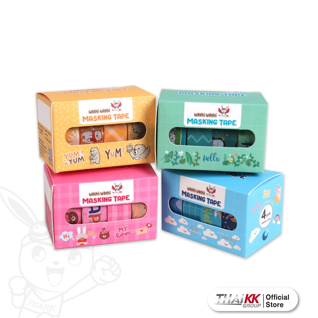 Thai KK® เทปวาชิ Washi Tape ลาย FANCY COLLECTION 15มม. x 2ม. (1กล่อง)