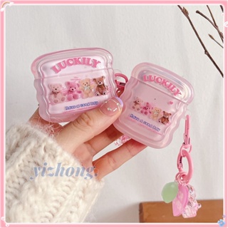 เคสหูฟัง TPU นิ่ม แบบใส กันกระแทก ลายหมีเท็ดดี้น่ารัก สีชมพู สําหรับ Airpods Pro 2 3 1