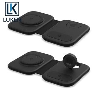 Luken ใหม่ 3 in 1 ที่ชาร์จแม่เหล็กไร้สาย 15W ชาร์จเร็ว สําหรับ iP 14 13 Pro Max 12 11 X AirP App Watch 8 7