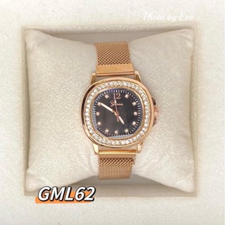 Geneva สายแม่เหล็กพิ้งค์โกลด์หน้าปัดเพชรล้อมตัวเลขเพชรกดสั่งได้เลย GML60