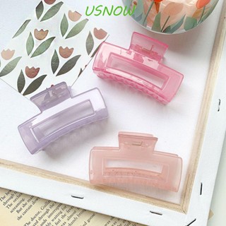 Usnow กิ๊บติดผม ทรงสี่เหลี่ยมผืนผ้า สีพื้น สไตล์เกาหลี สําหรับอาบน้ํา