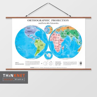 ภาพแขวนผนังแผนที่ชุดรัฐกิจโลก: ออร์โทกราฟิก โปรเจกชัน Political World Map: Orthographic Projection