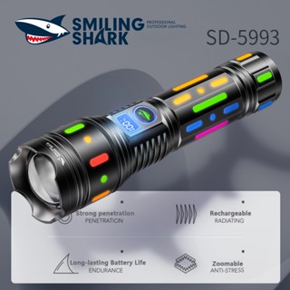 Smilingshark ไฟฉาย Led M77 8400LM ซูมได้ กันน้ํา หน้าจอ LCD หลากสี สําหรับตั้งแคมป์ เดินป่า ตกปลา ฉุกเฉิน