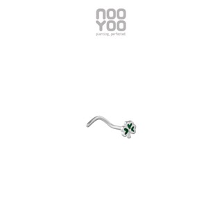 NooYoo จิวจมูกสำหรับผิวแพ้ง่าย GREEN LEAF Nose Pigtail Surgical Steel