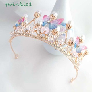 Twinkle1 เครื่องประดับผม คริสตัล ไข่มุก เจ้าหญิงน่ารัก ของขวัญ สําหรับเด็ก