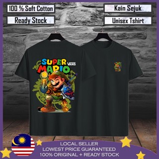 เสื้อยืด ผ้าฝ้าย 100% พิมพ์ลาย Super Mario Baju Viral Lelaki สําหรับผู้ชาย