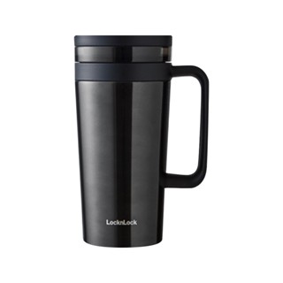 FREEHOME แก้วน้ำสุญญากาศ+ฝา LOCKNLOCK COFFEE FILTER MUG 580 มล. สีดำ แก้วเก็บความเย็น แก้วเก็บความร้อน