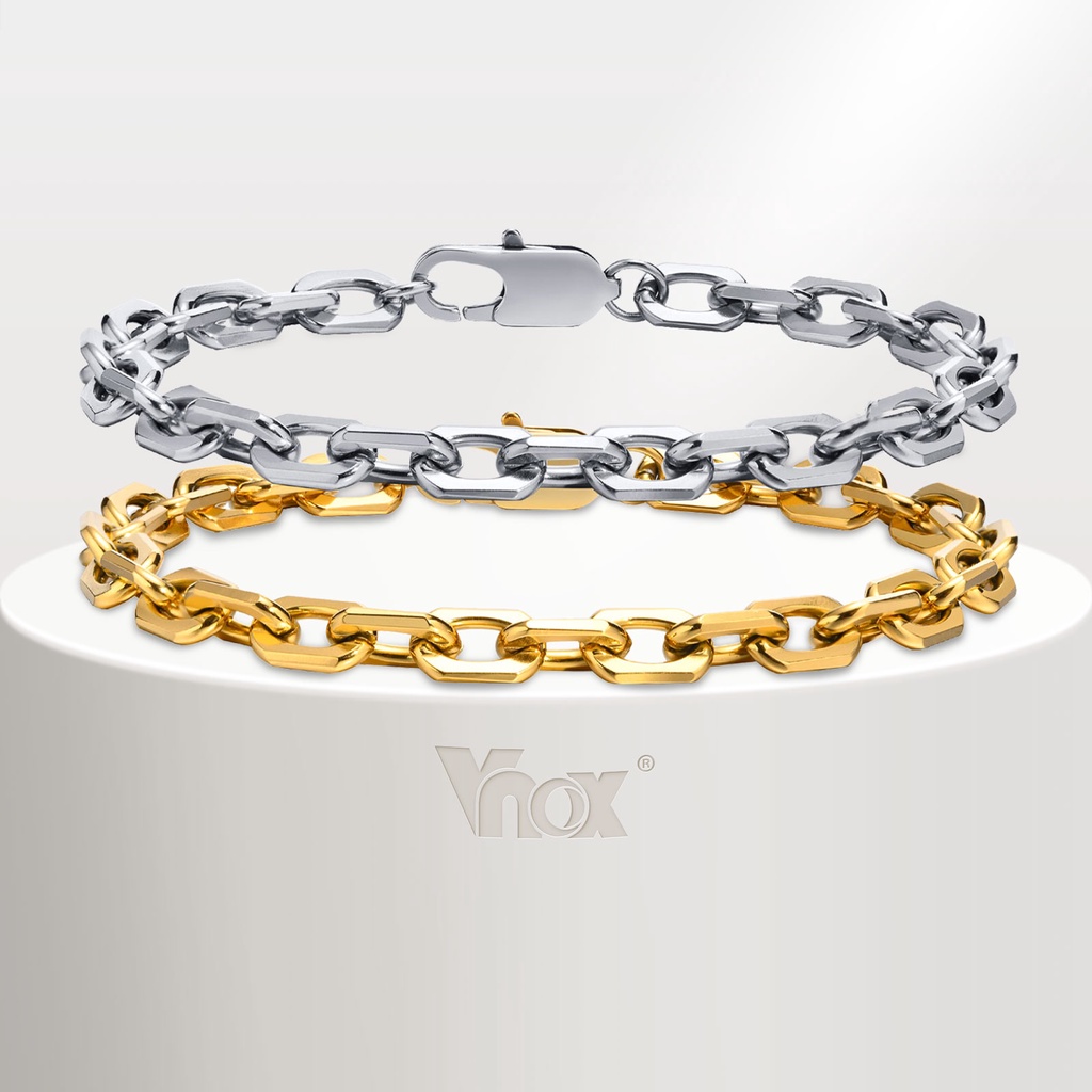 Vnox ยี ่ ห ้ อ Casual ผู ้ ชายสแตนเลสเป ้ า Handmade Chain,18K ทองแฟชั ่ นสแตนเลสโลหะของขวัญเครื ่ องประดับแฟน