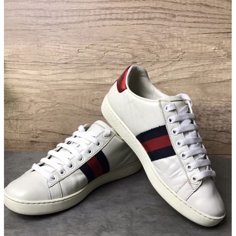Gucci white Loved Ace sneakers แท้💯✨ size37*23.5cm รองเท้าแบรนด์เนมมือสองแท้💯✨