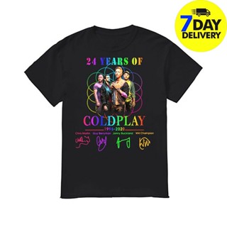 Lmytx2 เสื้อยืดผ้าฝ้าย พิมพ์ลาย Signature Full 1996 24Th Years Of Coldplay โอเวอร์ไซซ์ สําหรับผู้ชายสามารถปรับแต่งได้