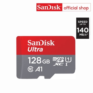 SanDisk Ultra MicroSDXC UHS-I 128GB ความเร็วสูงสุด 140 MB/s U1 A1  (SDSQUAB-128G-GN6MN)