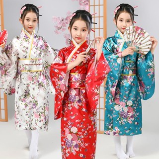 [New in stock] New girls kimono Japanese traditional improved printed cardigan pajamas robe floral kimono suit quality assurance NCPA