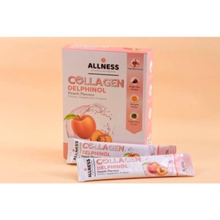 📌 รสพีช📌 ALLNESS Collagen Delphinol Peach Flavour 150,000mg ผลิตภัณฑ์เสริมอาหารคอลลาเจนแบบชงดื่มรสพีช