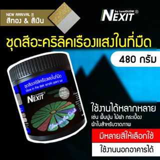 สีเรืองแสง Nexit ชุดสีอะคริลิคเรืองแสง ขนาด 480 กรัม สีเรืองแสงในที่มืด สีทาบ้านเรืองแสง สีทาผนังเรืองแสง